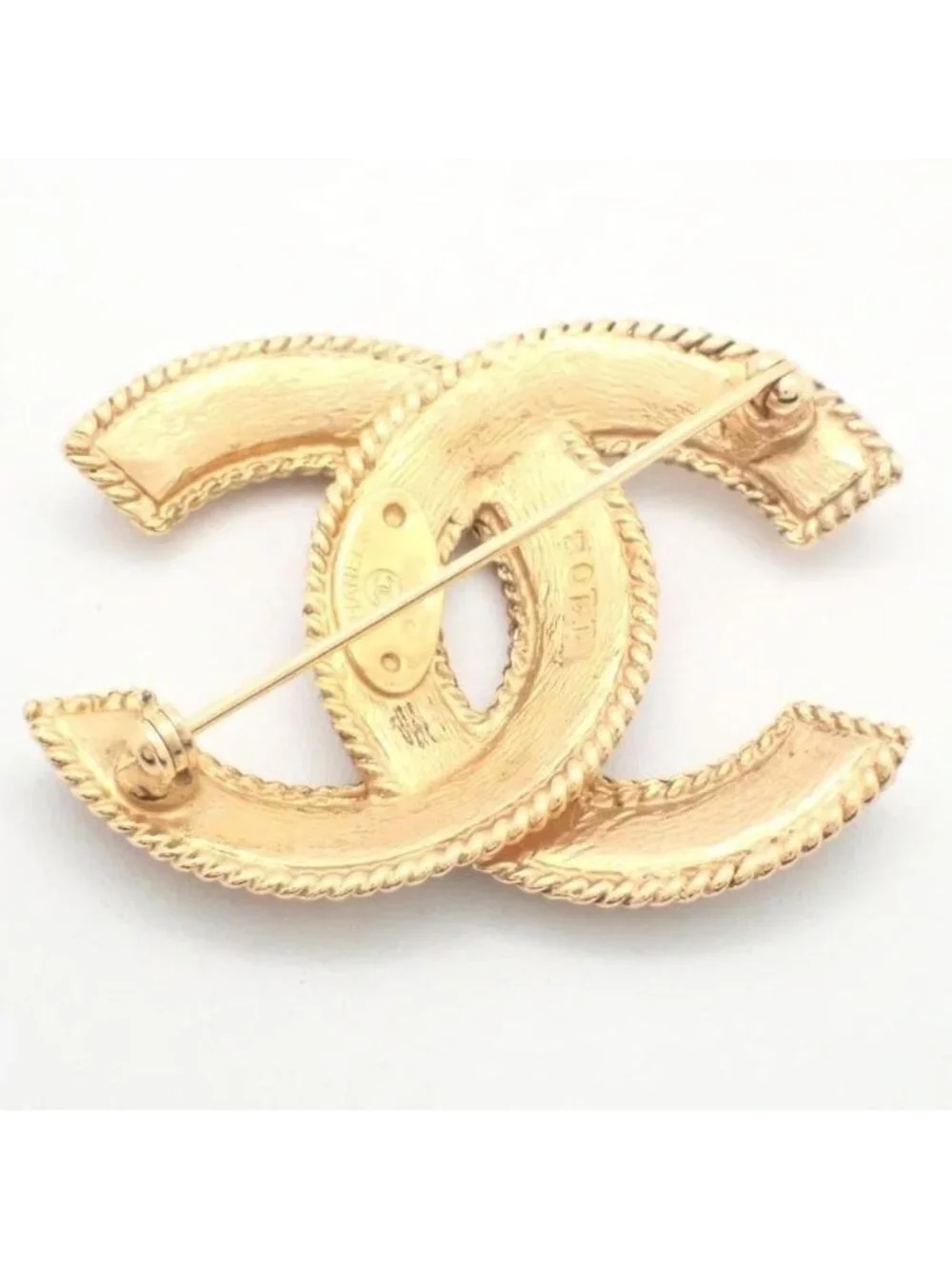 Chanel Brooch CC Logo Gold Vintage